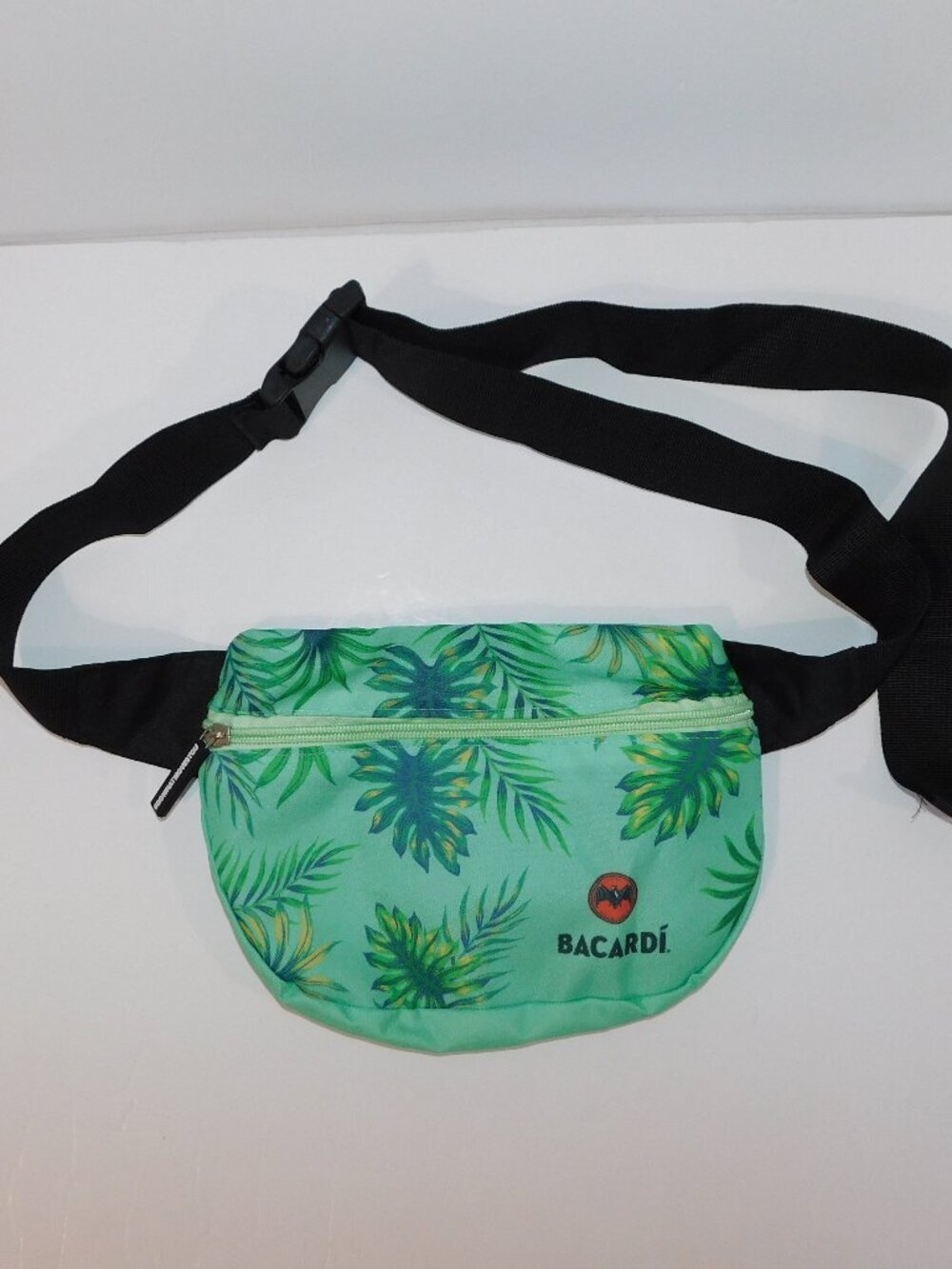 Bacardi Rum Fanny Pack Waist Bum Belt Bag Green Tropical Palm Leaves Unisex